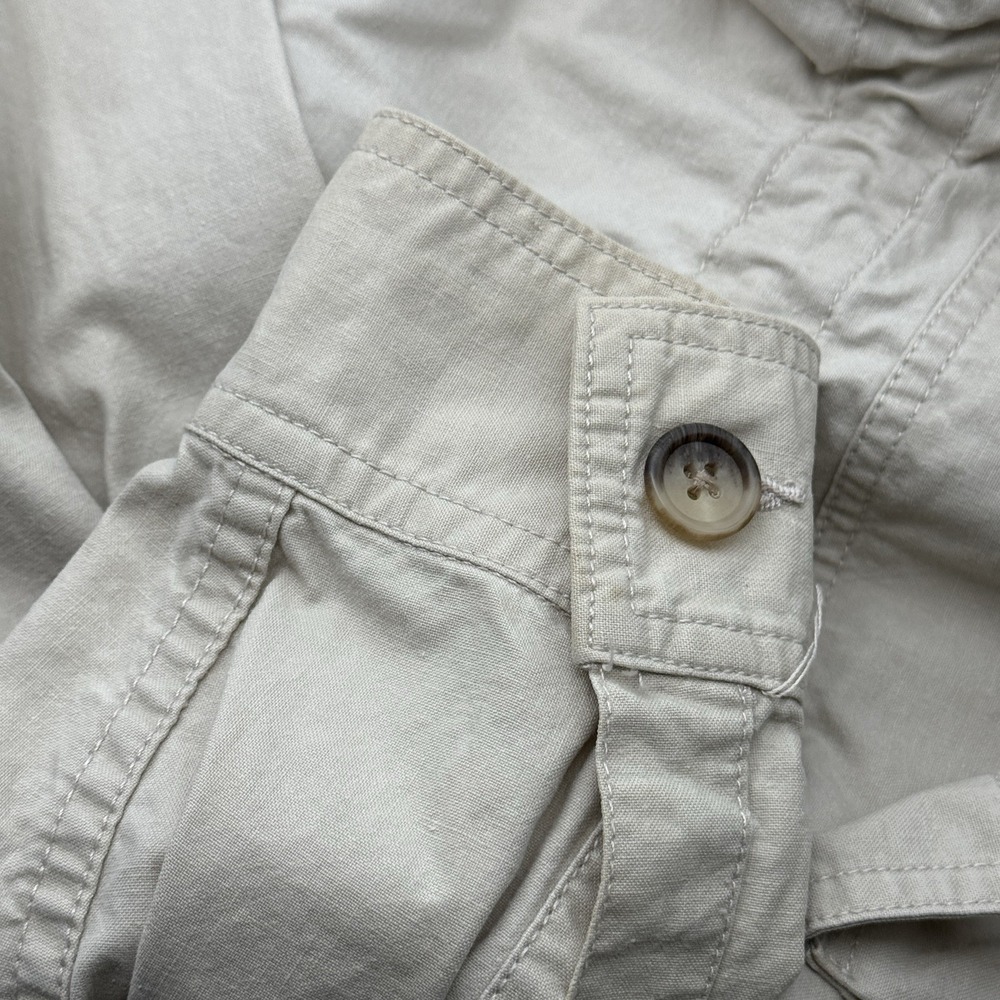 Vintage 1980s Banana Republic L Large Safari Jacket Shirt Shacket Cream Cotton - Picture 8 of 16